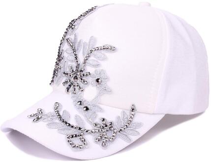 Mode Witte Baseball Cap Vrouwen Bloemen Vorm Jeugd Meisjes Hoeden Casquette Homme Womens Grey Borduren Klinknagel Snapback Cap