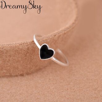 Mode Zilveren Kleur Zwart Hart Ringen Voor Vrouwen Meisjes Bijoux Engagement Verklaring Ring