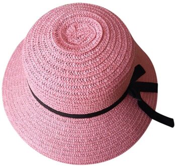 Mode Zomer Hoed Floppy Opvouwbare Dames Stro Strand Zon Hoeden Beige Wide Brim Ademende Cap Outdoor Strand Zonnehoed Gorros roze