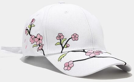 Mode Zomer Koreaanse Baseball Cap Katoen Verstelbare Zonnehoed Mannen En Vrouwen Hip Hop Caps Bloem Print Snapback Baseball Hoeden wit