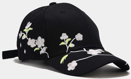 Mode Zomer Koreaanse Baseball Cap Katoen Verstelbare Zonnehoed Mannen En Vrouwen Hip Hop Caps Bloem Print Snapback Baseball Hoeden zwart