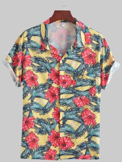 Mode Zomer Mannen Zomer Mode Revers Print Korte Mouw Top Casual Blouse Shirts Hawaiiaanse Shirt Camisa Masculina