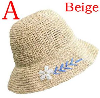 Mode Zomer Strand Hoed Vrouwelijke Toevallige Hoed Lady Vrouwen Brim Straw Cap Meisjes Zonnehoed A-beige