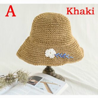 Mode Zomer Strand Hoed Vrouwelijke Toevallige Hoed Lady Vrouwen Brim Straw Cap Meisjes Zonnehoed A-khaki