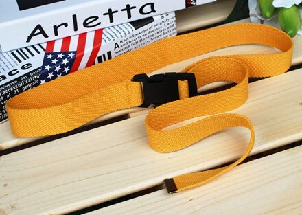 Mode Zwart Canvas Riem Voor Vrouwen Casual Vrouwelijke Taille Riemen Met Plastic Gesp Harajuku Effen Kleur Lange Riemen Ceinture Femme oranje