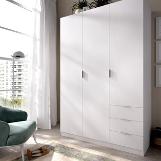 MODEL WARDROBE ESSEN 120 3 DOORS AND 3 DRAWERS IN WHITE