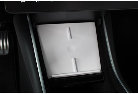 Model3 Autolader Koolstofvezel Voor Tesla Model 3 Accessoires Usb Auto Lading Poorten Dual Snelle Tesla Model 3 draadloze Oplader wit