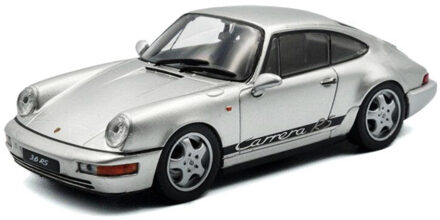 Modelauto - Porsche 911 - zilver/zwart - 10 x 4 x 3 cm - speelgoedauto