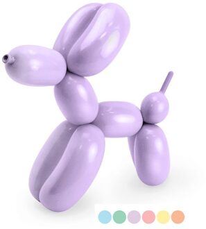 Modelleer ballonnen 130cm Pastel mix met pomp (30st) Multikleur - Print