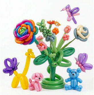 Modelleer ballonnen - 60x stuks - mix kleuren - inclusief gebruiksaanwijzing - feestartikelen