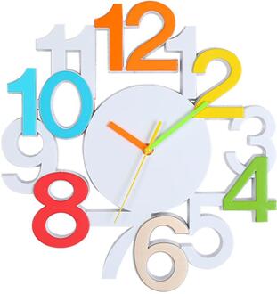 Modern 3D Digitale Opknoping Klok Creatieve Wanddecoratie Wandklok Voor Thuis Kantoor Kamer Muur Decor Klokken wit