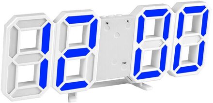 Modern 3D Grote Wandklok Led Digitale Usb Elektronische Klokken Op De Muur Lichtgevende Alarm Tafel Klok Desktop Thuis decor Blauw