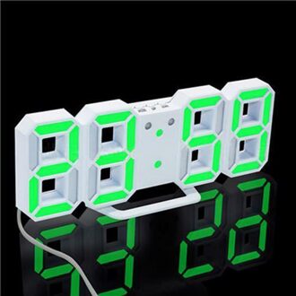 Modern 3D Grote Wandklok Led Digitale Usb Elektronische Klokken Op De Muur Lichtgevende Alarm Tafel Klok Desktop Thuis decor groen