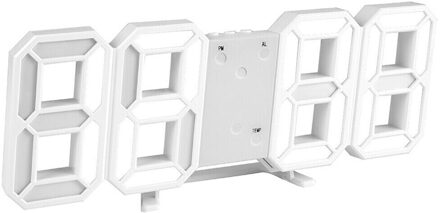 Modern 3D Grote Wandklok Led Digitale Usb Elektronische Klokken Op De Muur Lichtgevende Alarm Tafel Klok Desktop Thuis decor wit