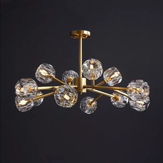 Modern American Style Art Crystal Copper Chandelier Lighting Creative Restaurant Parlor Bar Decor Hanging Light Fixtures