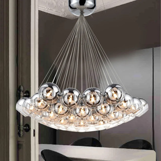 Modern and simple LED chandelier electroplated glass large chandelier For living room bedroom dining duplex staircase chandelier