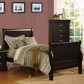 Modern Bedroom Furniture Set With Wooden Bed Twin Bed In Black