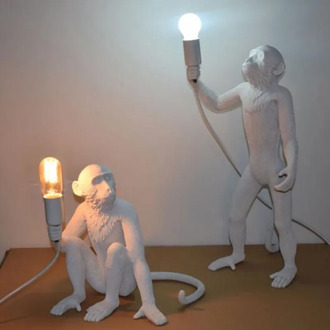 modern Black White Gold Monkey Lamp Pendant Lights Art Parlor hanging lamp for Study Room Led Lights lustre With E27 Led Bulb