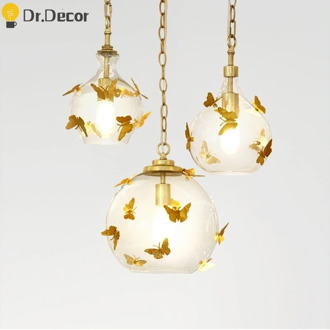 Modern Butterfly Glass Pendant Lights Lighting Nordic Creative Luxury Pendant Lamp Home Decor Dinning Room Bedroom Hanging Lamps