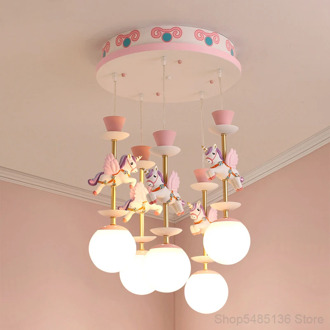 Modern Children's Room Resin Pendant Light Girl Princess Bedroom Hanging Light Creative Cartoon Pegasus Kid Room Light Fixture