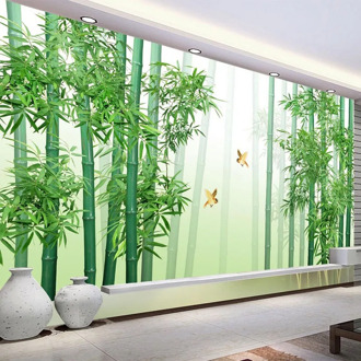 Modern Chinese Style Green Bamboo Forest Photo Mural Wallpaper Living Room Bedroom Home Decor Eco-Friendly Waterproof Wall Cloth