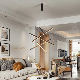 Modern creative black dining room chandelier Nordic interior lighting living room kitchen decoration lamp staircase Pendant Lamp