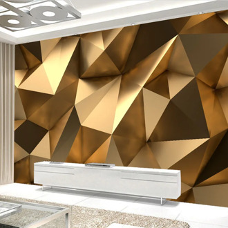 Modern Creative Mural Wallpaper 3D Stereo Golden Geometry Art Wall Cloth Living Room TV Sofa Backdrop Wall Covering Home Decor