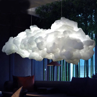 Modern Creative Romantic White Clouds Pendant Lights Led Lightning Effect Lamp White Soft Floating Cotton Cloud Hanging Light