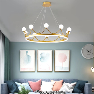 Modern Crown Led Pendant Lights Gold Led Pendant Chandelier Lighting Living Room Decor Hanging Lamp Bedroom Suspension Luminaire
