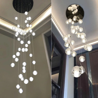 Modern Crystal Chandelier Big Lamp LED Hanging Lighting Large Glass Globe Glass Chandeliers Luxury Stair Crystal Chandelier Lamp