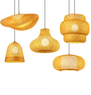 Modern Decor Bamboo Pendant Lights for Room Restaurant Industrial Hanging Pendant Lamp for Living Room Retro Lamp Light Fixtures