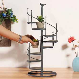 Modern Decorative Iron Plant Rack Stand Plants Succulent shelf 8 layer Stair shape Desktop Garden flower stand + wood plate