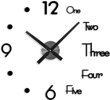 Modern Diy Grote Wandklok 3D Muursticker Spiegel Klok Oppervlak Creatieve Home Decor Woonkamer Acryl Quartz Horloge zwart / S