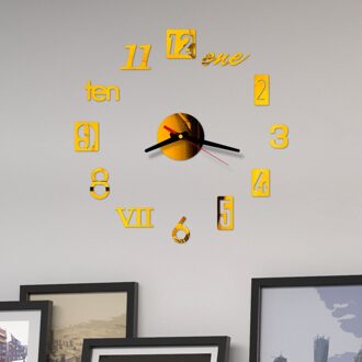 Modern Diy Wandklok 3d Spiegel Oppervlak Sticker Home Office Decor Klok Grote Muur-Klok Sticker Mute Digitale 3d Muur Grote B