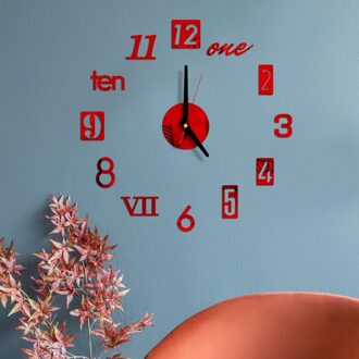 Modern Diy Wandklok 3d Spiegel Oppervlak Sticker Home Office Decor Klok Grote Muur-Klok Sticker Mute Digitale 3d Muur Grote