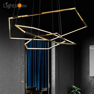 Modern duplex floor living room villa pendant light minimalist multilevel hexagonal pendant lamp