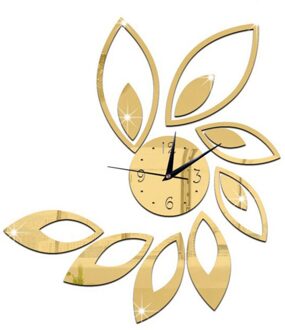 Modern Frameloze Diy Wandklok 3D Spiegel Wandklok Grote Mute Muurstickers Voor Woonkamer Slaapkamer Home Decorations goud