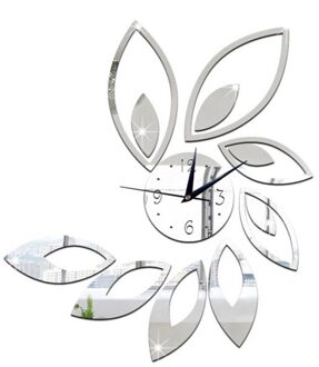 Modern Frameloze Diy Wandklok 3D Spiegel Wandklok Grote Mute Muurstickers Voor Woonkamer Slaapkamer Home Decorations zilver