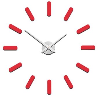 Modern Frameloze Diy Wandklok Grote Rode 3D Quartz Horloge Spiegel Nummers Klokken Voor Home Office Decoraties Een