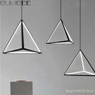 Modern Geometry Triangle Pendant Light Nordic Dimmable Black Led Hanging Lamp Suspension Luminaire Living Room Pendant Lamparass