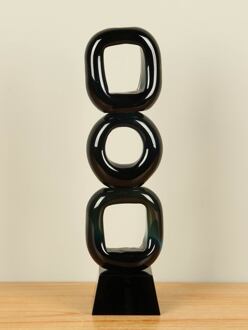 Modern glasobject zwart/blauw, 33 cm