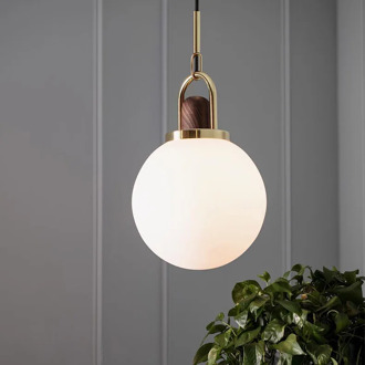 Modern Glass Ball Pendant Lights Fixture Luminaire Nordic Wood Hanging Lamps Bedside Room Suspension Lighting Luxury Home Decor