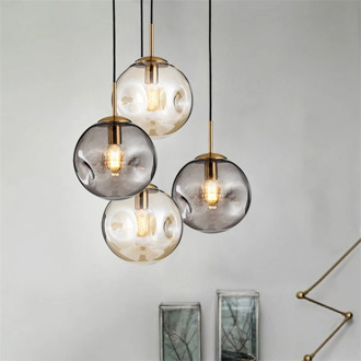 Modern Glass Ball Pendant Lights LED Nordic Kitchen Hanging Lamps Living Room Pendant Restaurant Bedroom Bar Luminaire E27 Bulb