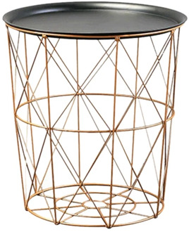 Modern Gold Round Wire Metal Storage Basket Side Table Bedroom Balcony Corner Tea Table