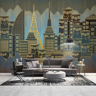 Modern Golden Line Relief City Building Photo Wallpaper For Living Room Wall Covering Home Decor Mural Wallpaper Papel De Darede