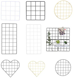 Modern Home Wall Decoration Iron Grid Nordic Art Photo Displaying Frame Party Metal Shelf Mesh Postcards DIY Racks