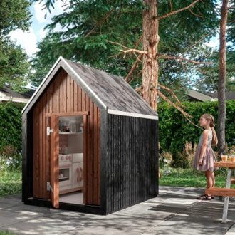 Modern Houten Speelhuisje - 124 x 144 CM Black