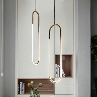 Modern Iron U Style Gold Pendant Lights Energy Saving Tube lustre luminaire suspension Light Fixtures For Living Room Hanglamp