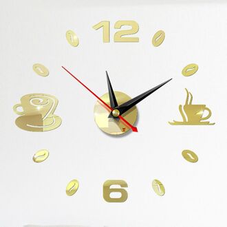 Modern Klok Horloge Grote Wandklokken 3d Diy Acryl Spiegel Mechanisme Stickers Thuis Woonkamer Decoratie Quartz Naald goud