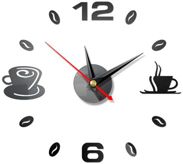 Modern Klok Horloge Grote Wandklokken 3d Diy Acryl Spiegel Mechanisme Stickers Thuis Woonkamer Decoratie Quartz Naald zwart